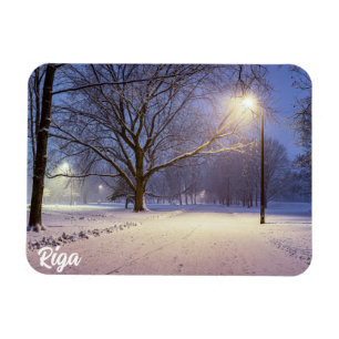 Ímã Luzes de rua e cobertas de neve