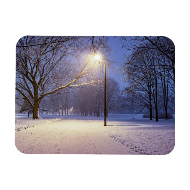 Ímã Luzes de rua e cobertas de neve (Horizontal)