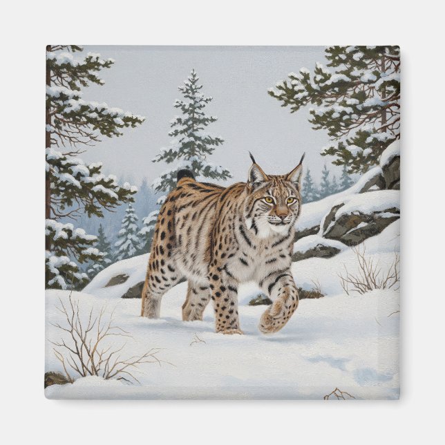 Imã Lynx na Suecia do Parque Nacional Fulufjället (Frente)