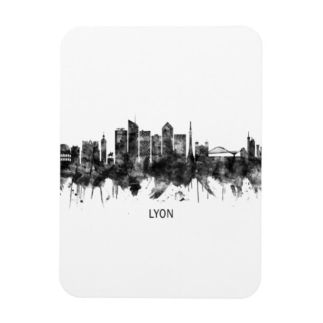 Ímã Lyon França Skyline BW (Vertical)