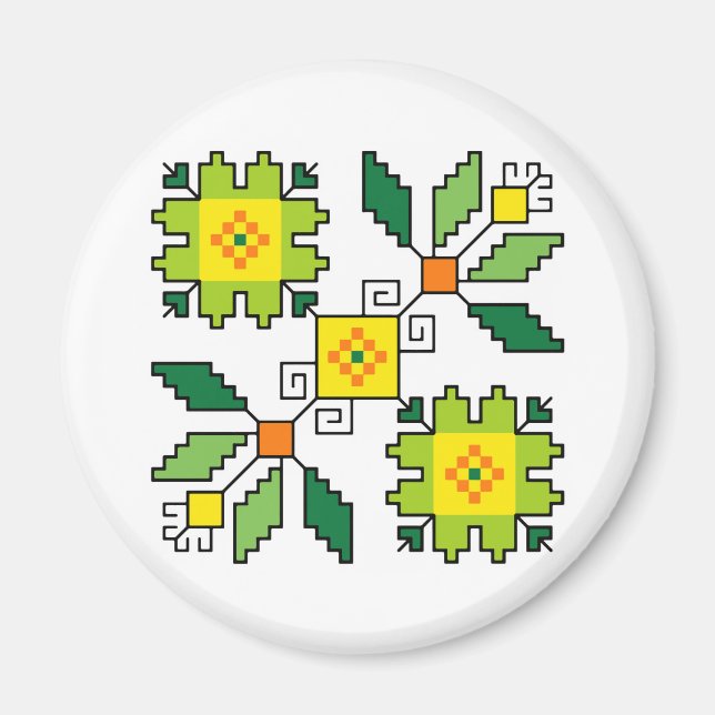 Imã M0024 Magnet Motif búlgaro folk shevitsa verde (Frente)