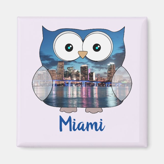 Imã M190131 Chubby Owl | Miami Souvenir (Frente)