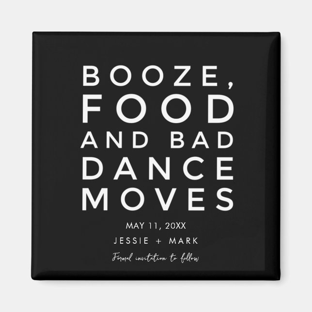 Imã Má Dança Move Engraçado Casamento Salve a Data (Frente)