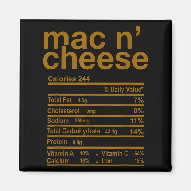 Imã Mac And Cheese Nutrition Facts Funny Thanksgiving  (Frente)