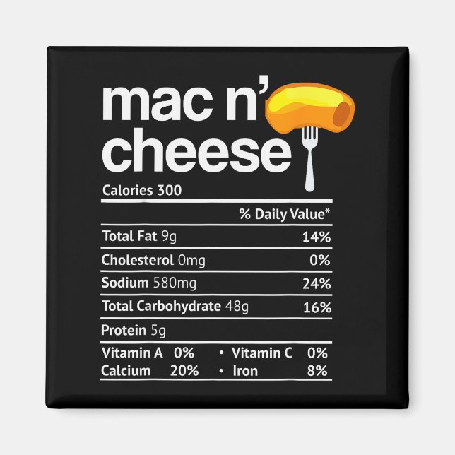 Imã Mac And Cheese Nutrition Funny Thanksgiving Mac N' (Frente)