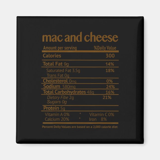 Imã Mac E Queijo Fatos De Nutrição De Comidas Engraçad (Frente)