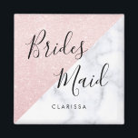 Imã Maçã branca e dourada rosa<br><div class="desc">design de na moda no faux rosa dourado brilhante e mármore branco.</div>