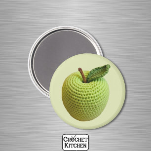 Imã Maçã de crochê de Fruta Mineral Verde