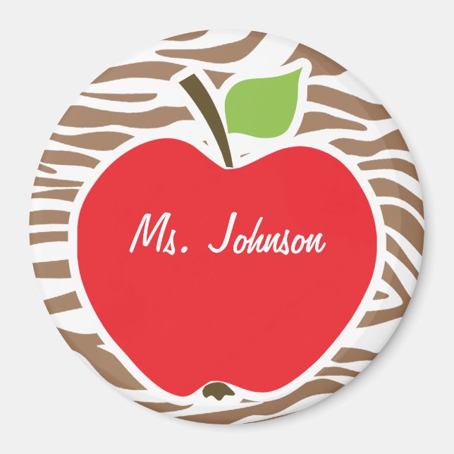 Imã Maçã na Impressão Animal Chamoisee Zebra (Frente)