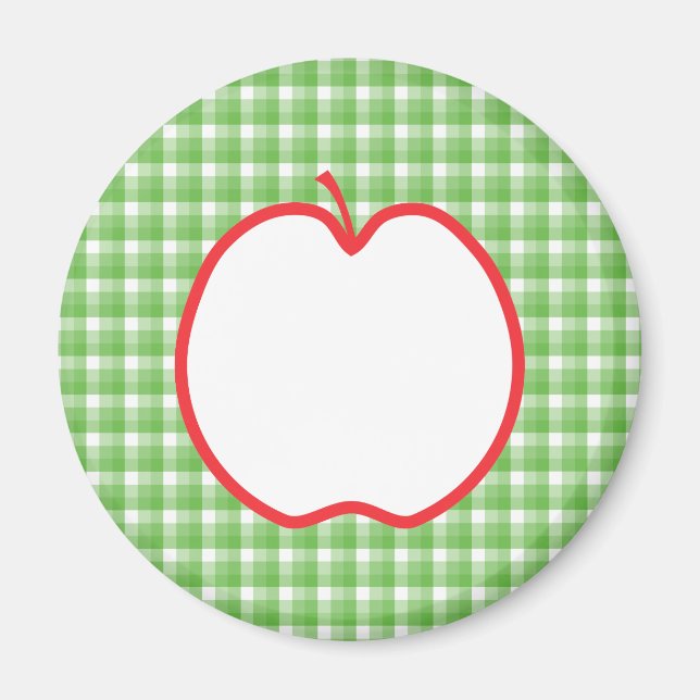 Imã Maçã Vermelha. Com o Fundo de Verificação Verde e  (Frente)