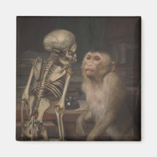Imã Macaco antes de um esqueleto (por Gabriel von Max)