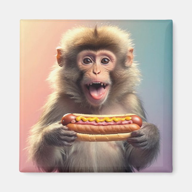 Imã Macaco Bonito Com Cachorro (Frente)