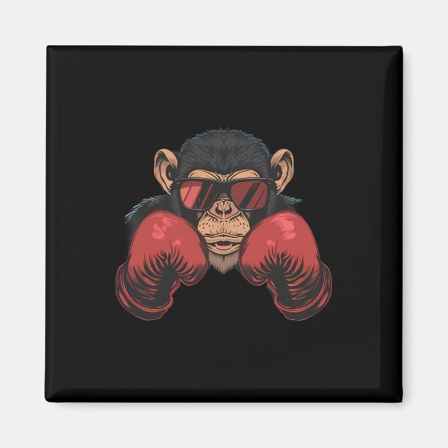 Imã Macaco Boxeador Com Luvas de Boxe Kickboxing Engra (Frente)