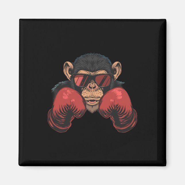 Imã Macaco Boxeador Com Luvas de Boxe Kickboxing Engra (Frente)