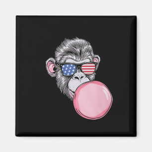 Imã Macaco Com Bandeira Americana Pulga 4 De Julho Pre