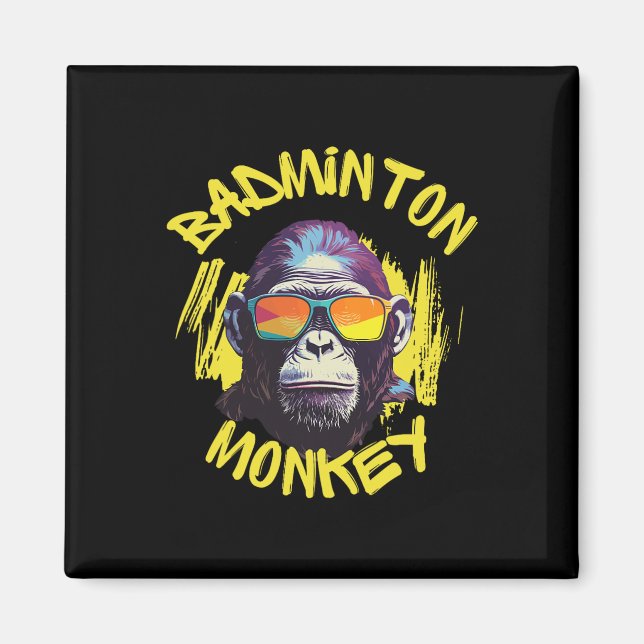 Imã Macaco De Badminton Com O Esporte Da Selva De Racq (Frente)