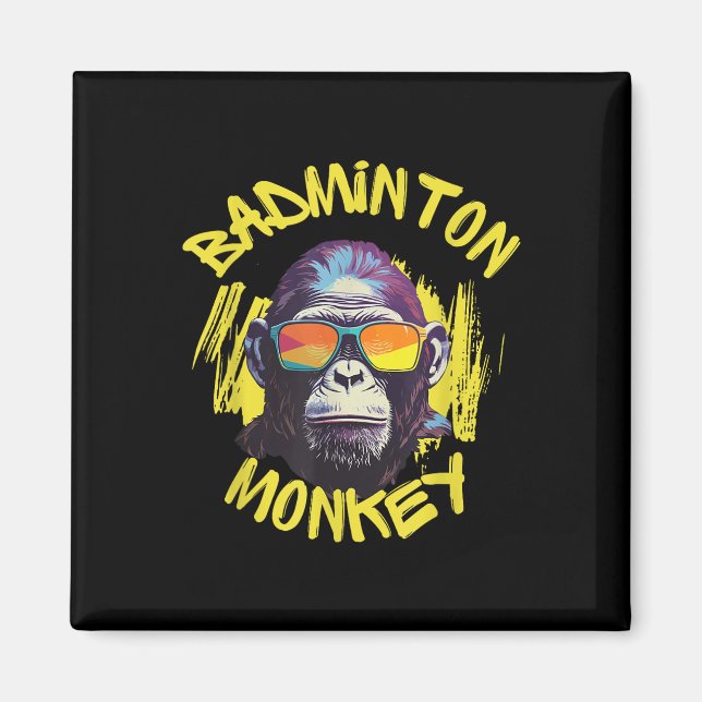 Imã Macaco de Badminton com Raquete Peteca Selva Espor (Frente)