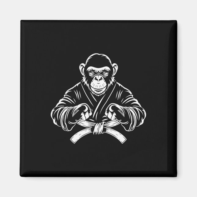 Imã Macaco de Karatê Desenhando Kickboxing Jiu-jitsu M (Frente)