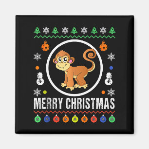 Imã Macaco de Natal Alegre Camiseta Feia de Natal Malh
