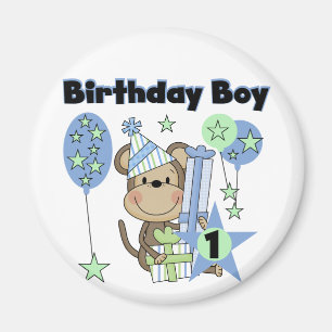 Imã Macaco do menino com primeiro aniversario dos