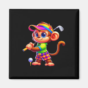 Imã Macaco Fofo Jogando Golfe Golfista Esporte Homens