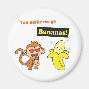 Imã Macaco Fofo Vá Comer Bananas Piada Brega