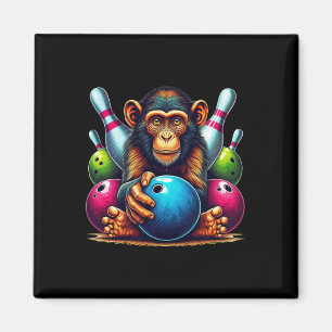 Imã Macaco Jogando Boliche Esportiva Sobre Animais Par