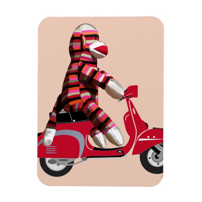 Ímã Macaco-meia em Red Moped (Vertical)