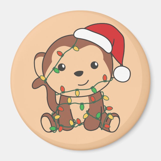 Imã Macaco Natal Macaco Animais de inverno Macacos Mag (Frente)