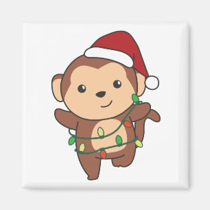 Imã Macaco Natal Macaco Animais de inverno Macacos Mag