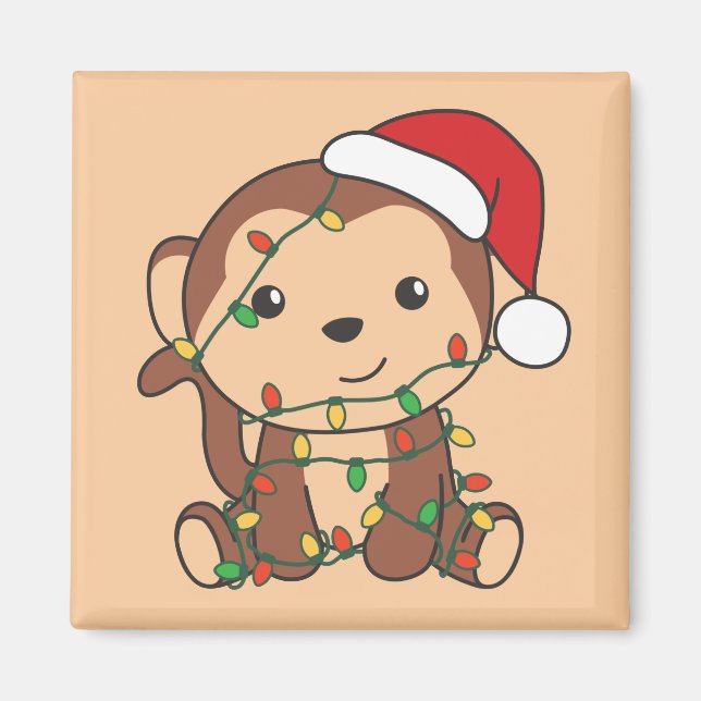 Imã Macaco Natal Macaco Animais de inverno Macacos Mag (Frente)