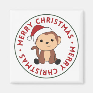 Imã Macaco Natal Neve Inverno Animais Macacos Magne