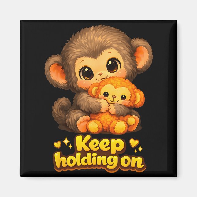Imã Macaco punching com urso de pelúcia continua abraç (Frente)