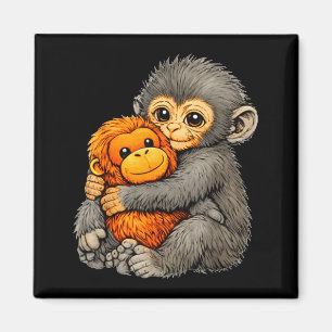 Imã Macaco punching engraçado cute bebê animal abraçan