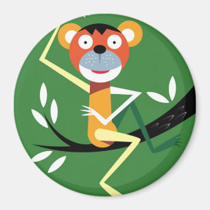 Imã Macaco que senta-se na árvore