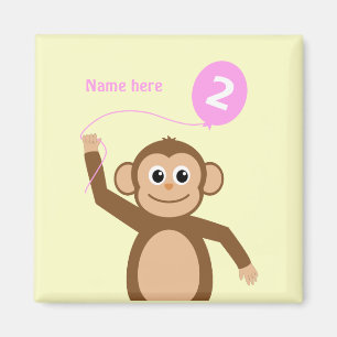 Imã Macaco-segundo aniversário-branco adiciona nome cr