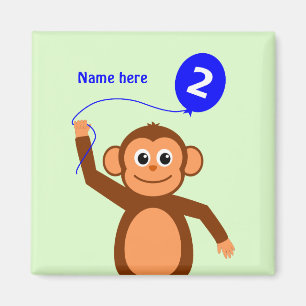 Imã Macaco-segundo aniversário branco adiciona o nome
