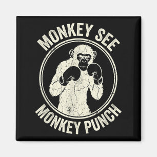 Imã Macaco Vê Macaco Soco Boxe Antigo Gorila