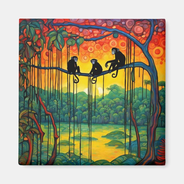 Imã Macacos-aranha no galho (Frente)