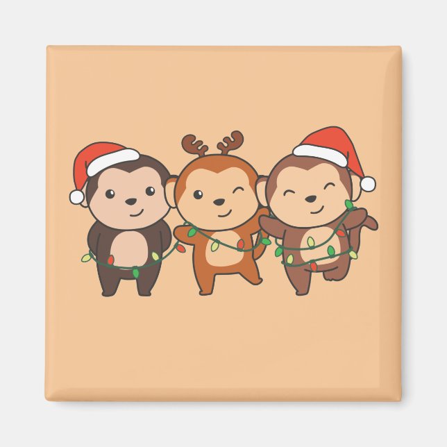 Imã Macacos de Natal Mães de macacos-macacos (Frente)
