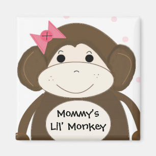 Imã Macaquinho com Laço de Cabelo Rosa