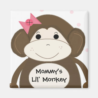 Imã Macaquinho com Laço de Cabelo Rosa