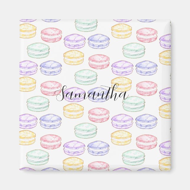 Imã Macarões Franceses com Aquarela (Frente)