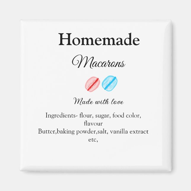 Imã Macarons caseiros adicionar ingredientes feitos co (Frente)