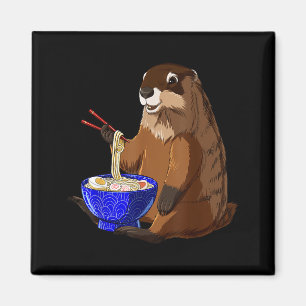 Imã Macarrão Japonês Kawaii Ramen Bowl Funny Groundhog