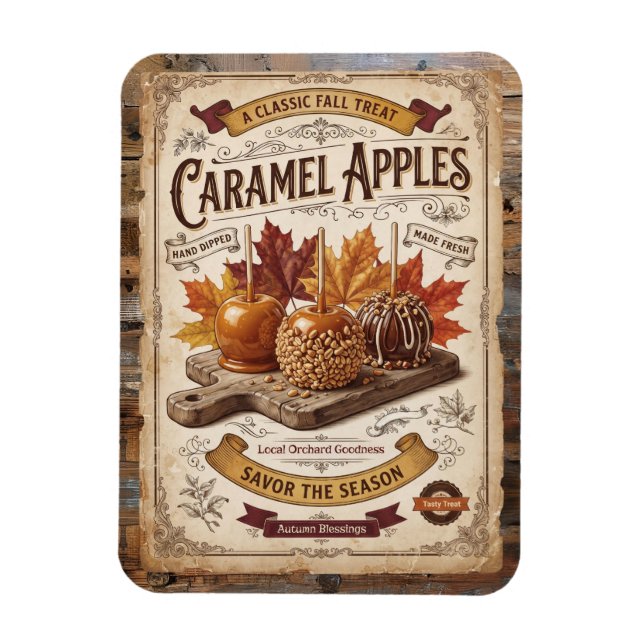 Ímã Maçãs de Caramelo Antigas | Bênçãos de Outono (Vertical)