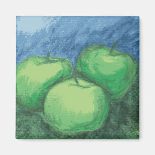 Imã Maçãs verdes em Pastels do óleo