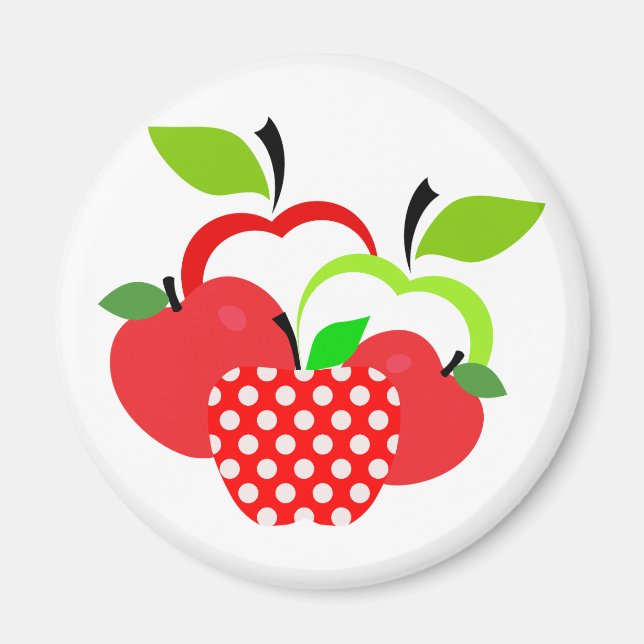 Imã Maçãs Vermelhas e Verdes (Frente)