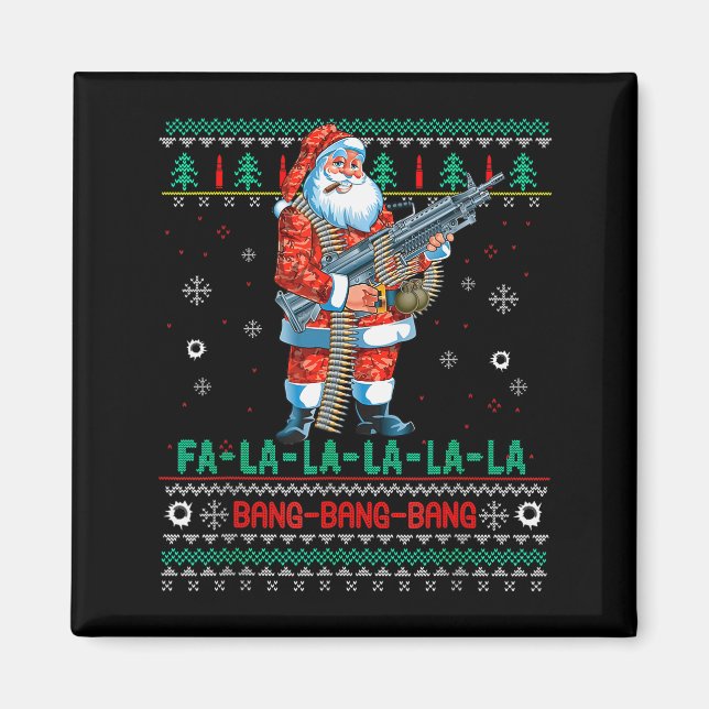 Imã Machine Santa Claus Gun Lover Ugly Christmas Sweat (Frente)