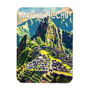 Ímã Machu Picchu Peru, América do Sul, Viagem Art Vint